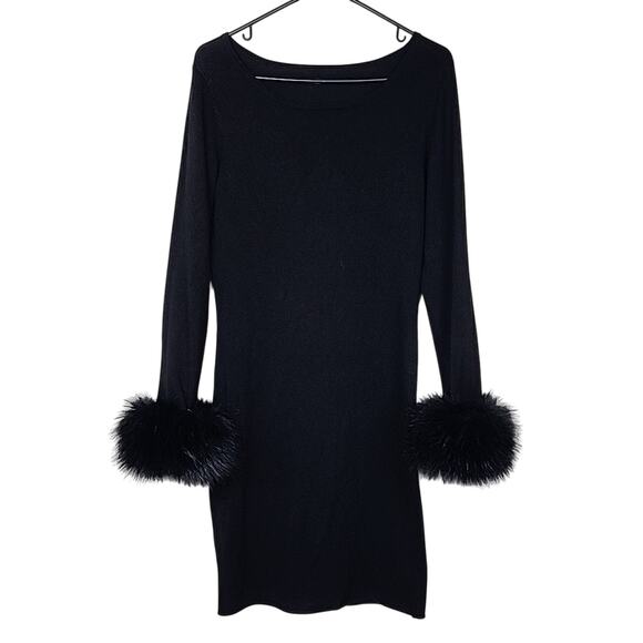 Goth Faux Fur Cuff Stretchy Bodycon Dress - Picture 1 of 5